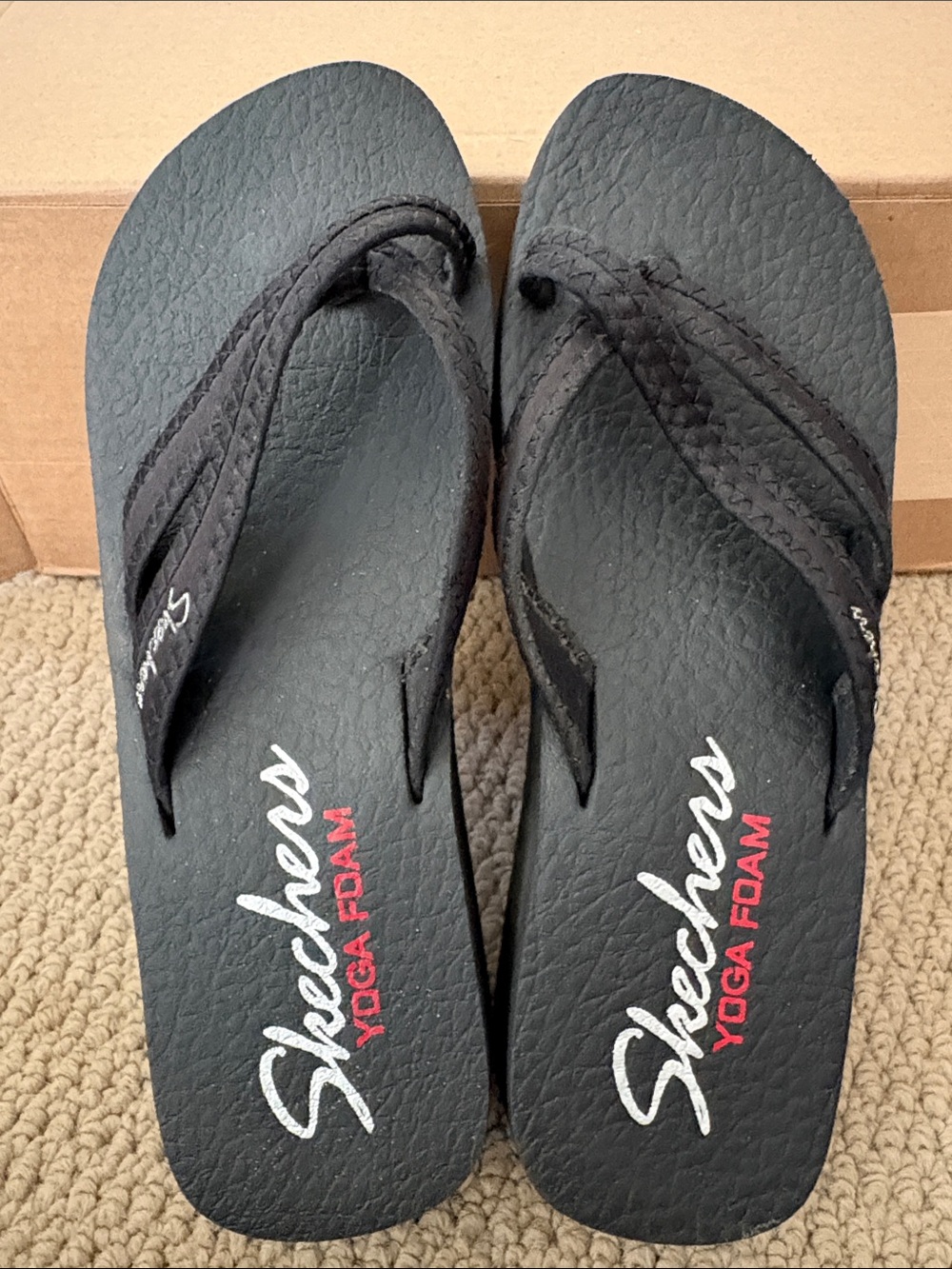 Skechers Black Flip Flops. Sz 8